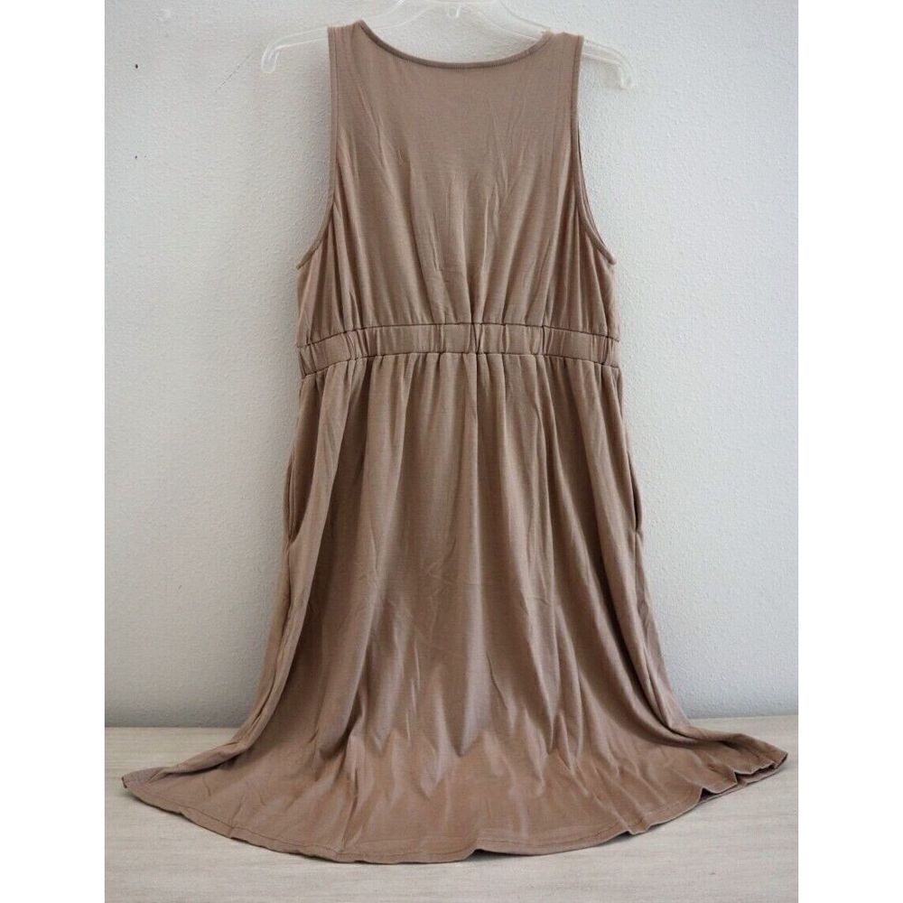Blencot YL5W2211257 Women's Sz Large Khaki Sleeveless Button Down Casual Dress - Picture 2 of 9